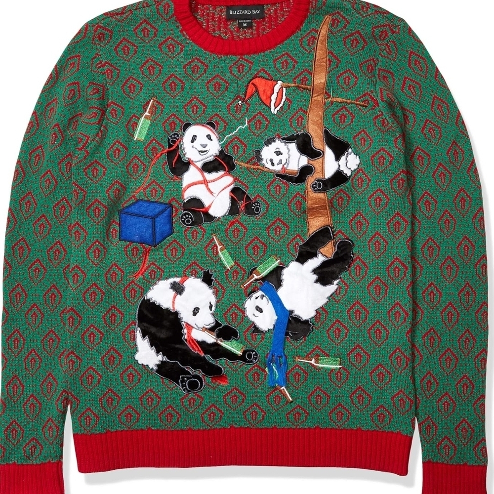 Blizzard Bay Ugly Christmas Sweater, Drinking Pandas, Men's XX-Large (XXL), NWT